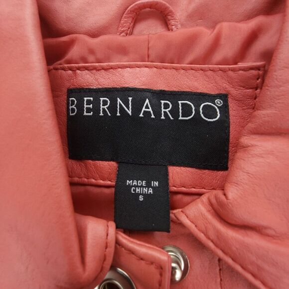 BERNARDO Vintage 90s Button Down Leather Jacket Western Horse Girl Coral Pink - Picture 2 of 8